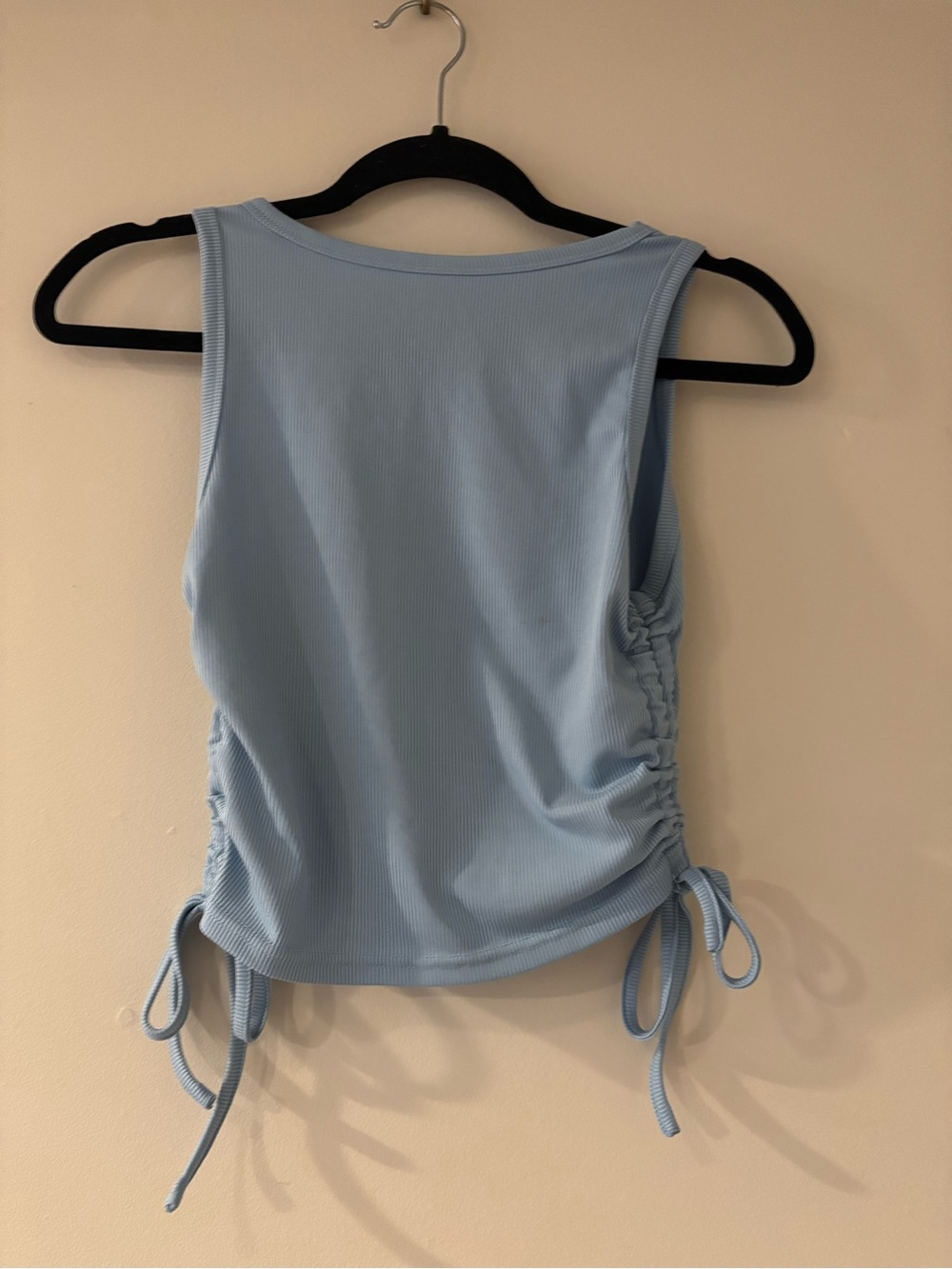 SHEIN Light Blue Ribbed Side-Drawstring Tank - Picture 2 of 2